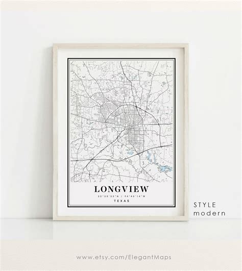 Longview Texas Map Longview TX Map Longview City Map | Etsy