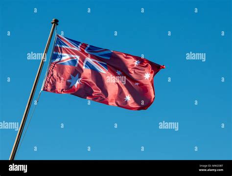 Australian Red Ensign On A Pole Stock Photo - Alamy