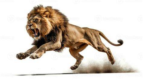 Lone lion jumping isolated on white. silhouette concept 27447014 Stock ...