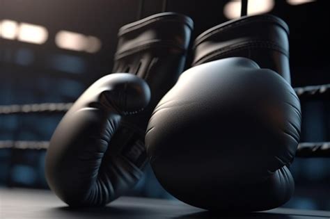 Premium AI Image | Boxing gloves on a ring with a black background