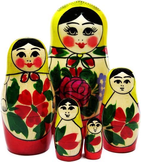 Great Russian Gifts Babushka Semenov 5-Piece Nesting Doll 4.5 in Yellow ...