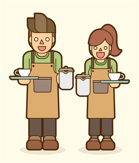 Cartoon Coffee Server Barista Couple 2004781 Vector Art at Vecteezy