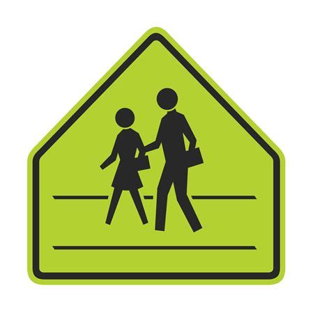 Pedestrian Crossing Graphic Pentagon Sign 30 x 30