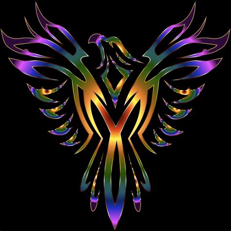 Colorful Phoenix Line Art 3 - Openclipart