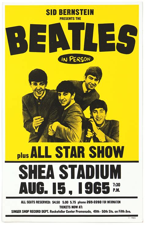 Lot Detail - Beatles 1965 Shea Stadium Reproduction Cardboard Concert Poster