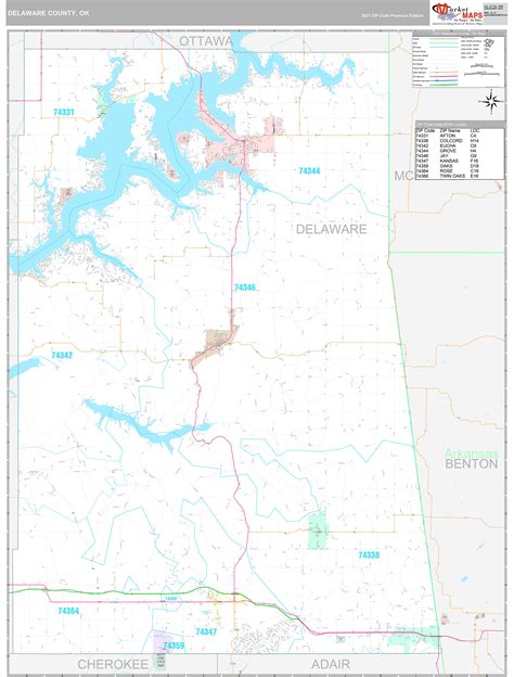 Delaware County, OK Wall Map Premium Style by MarketMAPS