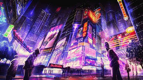 General 3840x2160 night cyberpunk futuristic city artwork digital art concept art fantasy art ...