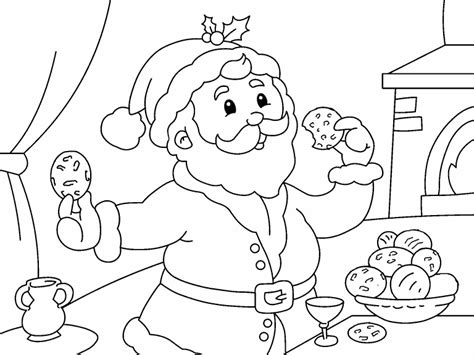 Santa Eating Cookies And Milk Pages Coloring Pages