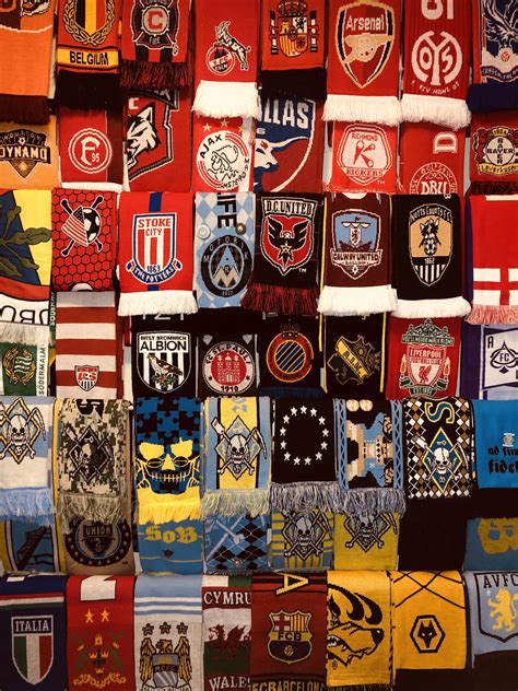 Soccer scarf collection (partial) | Soccer scarf, Football scarf ...