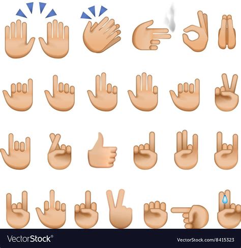 Set of hands icons and symbols emoji Royalty Free Vector Free Vector ...