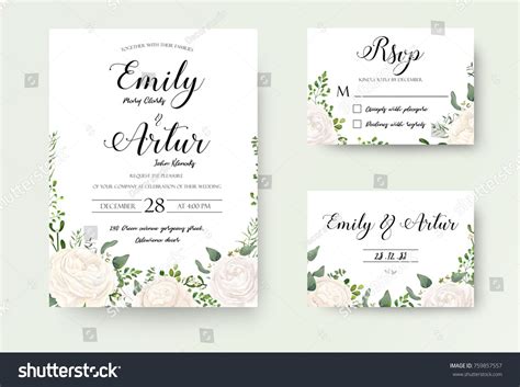 Wedding Invitation Rsvp Wedding Invitation Floral Invite Rsvp Cute Stock Vektorgrafik ...