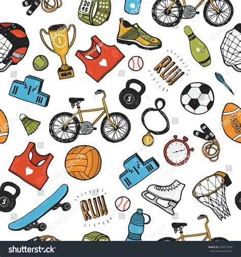 Hand Drawn Doodle Sport Background Cartoon Stock Illustration 292073234 ...