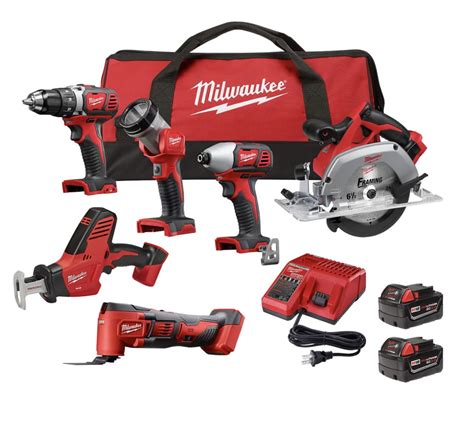 Milwaukee M18 Lithium Ion Cordless Combo KIT - 6 TOOLS with 2 - 3.0 AH batteries, one charger, 1 ...