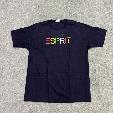 Vintage 90s esprit multicolor logo spell out t... - Depop