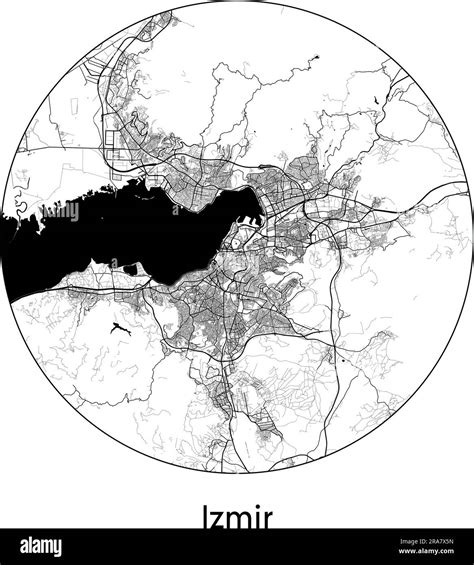 City Map Izmir Turkey Asia vector illustration black white Stock Vector ...