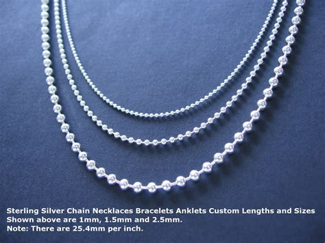 Sterling Silver Bead Chain Necklace CUSTOM LENGTH Standard