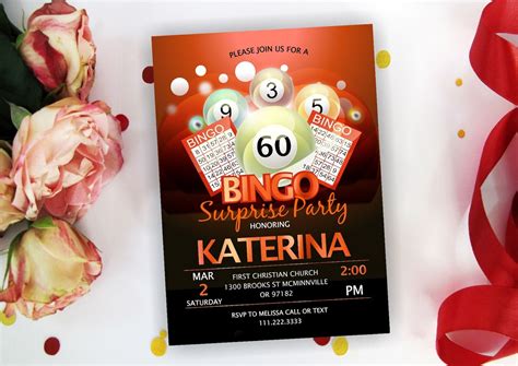 ORANGE Surprise Bingo Invitation. Bingo Balls Birthday - Etsy