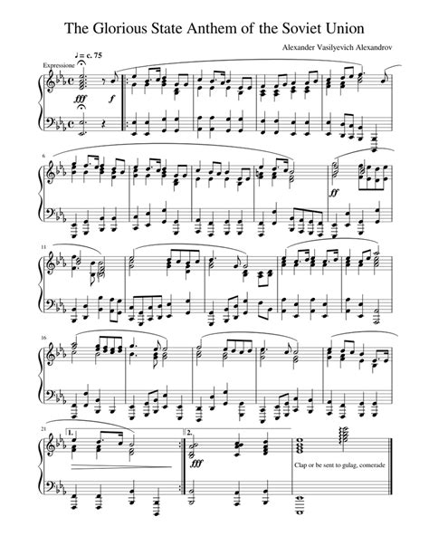 The Glorious State Anthem of the Soviet Union (solo piano) Sheet music ...