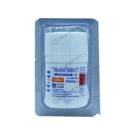 Nikoran 5 MG Tablet (20) - Uses, Side Effects, Dosage, Composition ...