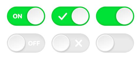 On and Off toggle switch icons. Switch toggle buttons ON OFF. Material ...