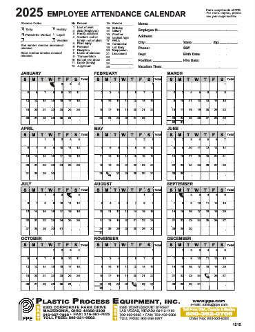 Ppe 2024 Employee Attendance Calendar - Donna Gayleen