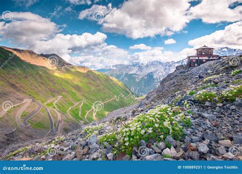 Italy, Stelvio National Park. Famous Road To Stelvio Pass in Ortler ...