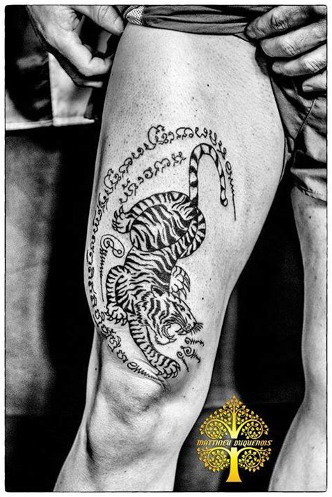 Sak Yant style tiger tattoo.