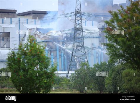 The scene at Ferrybridge Power Station, after a fire broke out Stock ...