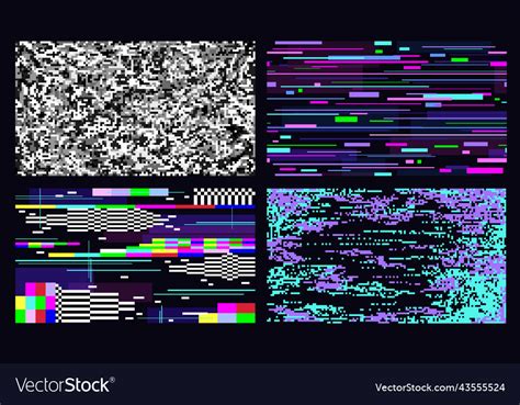 Glitched textures glitch glowing computer screen Vector Image
