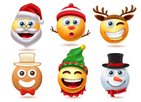 Premium Vector | Christmas emoji character vector set Christmas ...