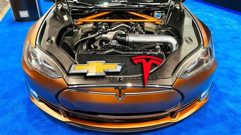 A Tesla with a V8 LS Swap?!? (Rich Rebuilds @ SEMA) - YouTube