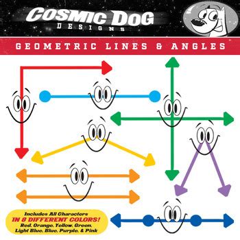 Geometry Clip Art Lines and Angles Fun Math Cartoon Set by Cosmic Dog ...