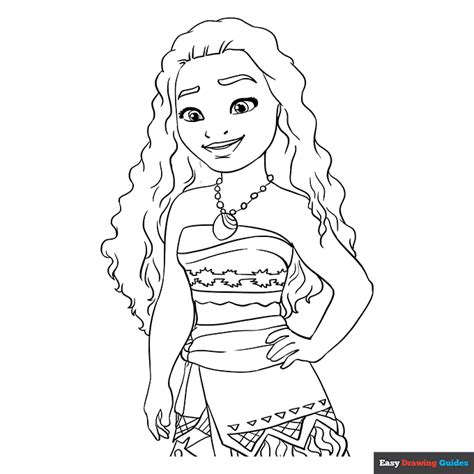 Moana Coloring Page | Easy Drawing Guides