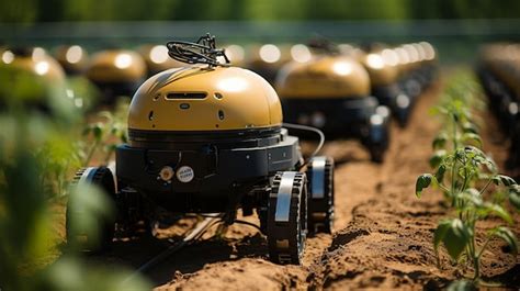 Premium AI Image | Robotic farm equipment on a tomato field