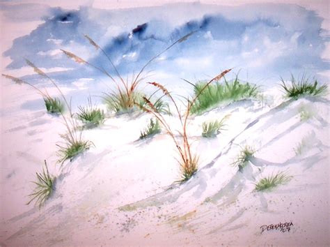 Watercolor Paintings - Art by Derek McCrea: Beach Sand Dunes Art Print