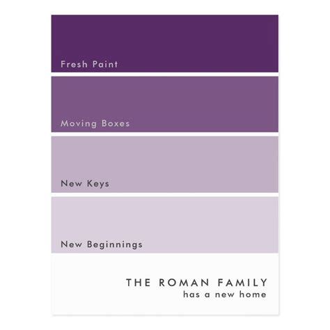 Fresh Paint Chip Moving Announcement Purple Postcard | Zazzle.com in 2021 | Purple paint colors ...