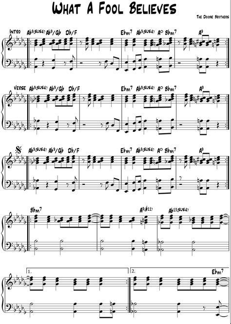 What A Fool Believes - The Doobie Brothers - Score for Piano - Music Sheet