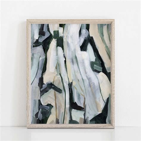 Green and White Abstract Painting Neutral Dark Contemporary - Etsy