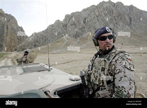 Soldier of the German Armed Forces serving in ISAF protective forces on ...