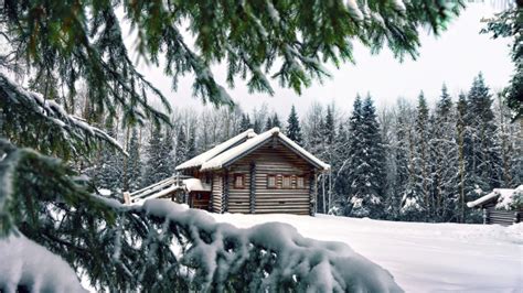 Log Cabin In Snow Wallpaper - Cabin In The Winter Lake - 1920x1200 Wallpaper - teahub.io