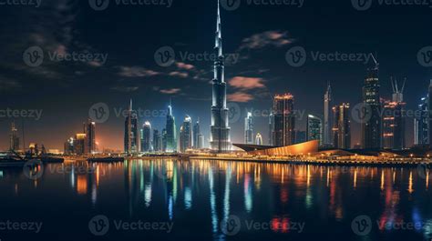 Night view of The Burj Khalifa. Generative AI 32977211 Stock Photo at Vecteezy