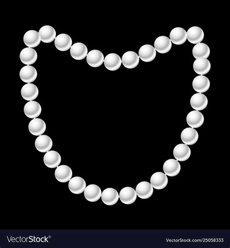 White pearl necklace on black background Vector Image