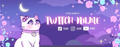 Twitch Banner Midnight Sakura Sky - Etsy