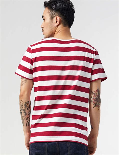 Zbrandy Red and White Striped Shirt Men Stripe T Shirt Basic Cotton Top Tee | Nautical Fashions