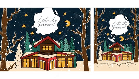 Premium Vector | Winter evening snow template banner design in vector vertical and horizontal format