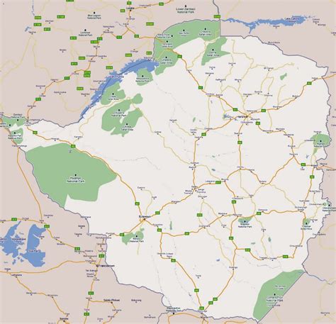 Large road map of Zimbabwe with cities and national parks | Zimbabwe | Africa | Mapsland | Maps ...