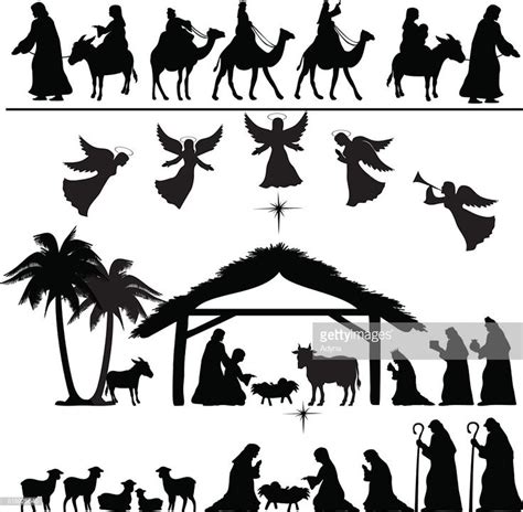 Arte vectorial : Nativity Silueta de | Silueta de la natividad, Silueta ...