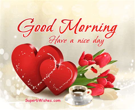 Good Morning GIF With Beautiful Red Hearts | SuperbWishes.com