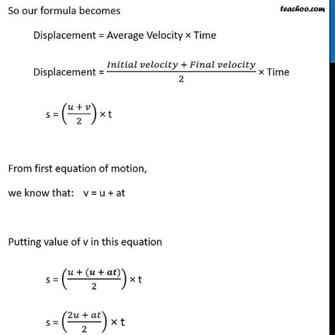 Second Equation of Motion - Exlanation - Motion Class 9 - Teachoo