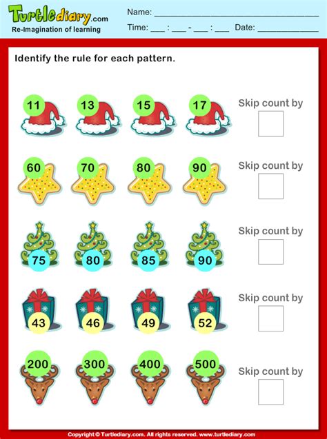 Christmas Identify the Pattern Worksheet - Turtle Diary